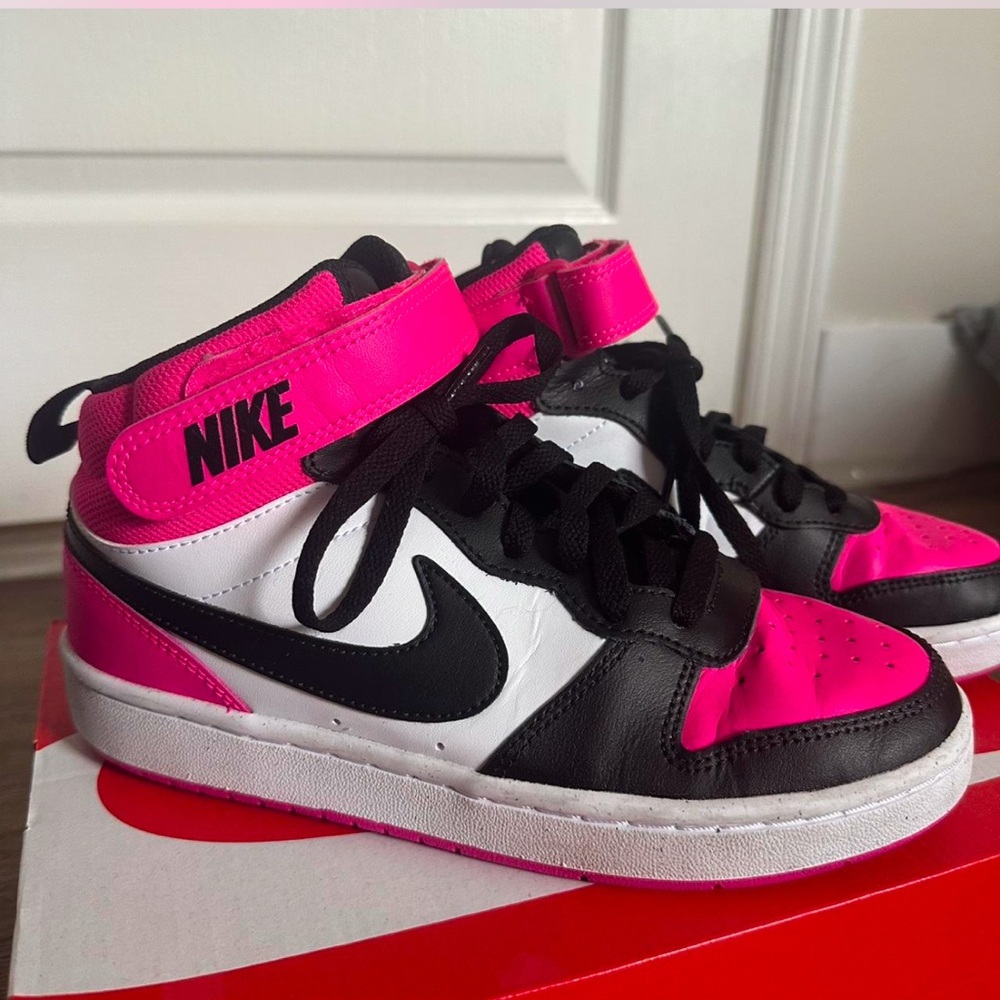 Nike Black and Pink High-Top Sneakers